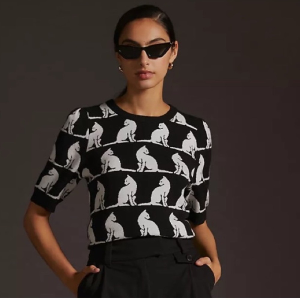 MAEVE Anthropologie Harmon Cat Shirt Sweater Tee Top